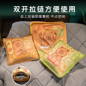 卡皮巴拉水豚鼠印花抱枕被