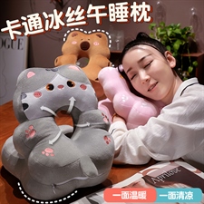 QQ卡通动物冰丝午睡枕,毛绒玩具综合类毛绒,时度玩具