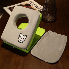 灰色小猫+绿底座